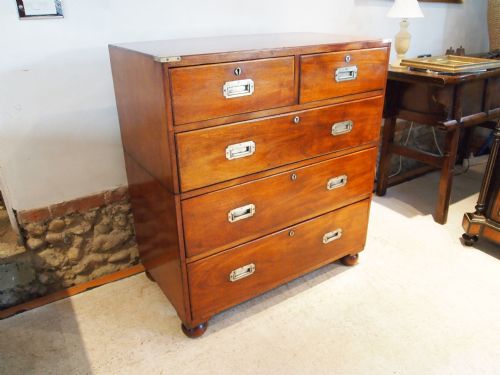 fig 1. Chest of drawers Military Campaign chest Victorian Mahogany 36 inches wide c1870