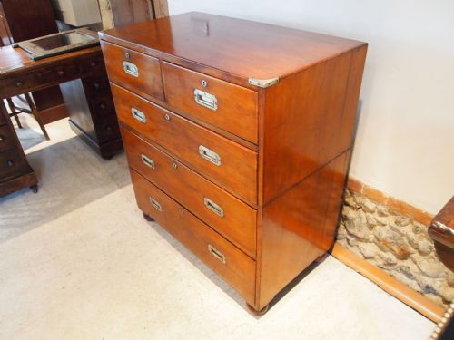 fig 3. Chest of drawers Military Campaign chest Victorian Mahogany 36 inches wide c1870