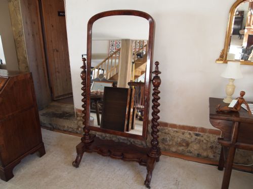 Mirror Fine Quality Victorian Mahogany Cheval Mirror C1860