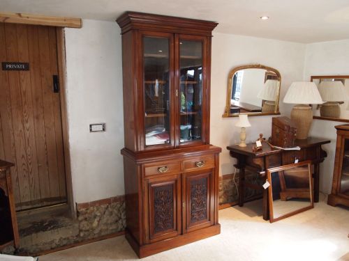 Bookcase Display Case Victorian Walnut Slim Proportions C1890