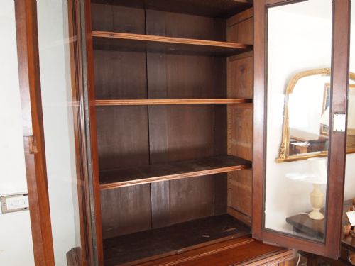 fig 4. Bookcase display case Victorian Walnut slim proportions c1890