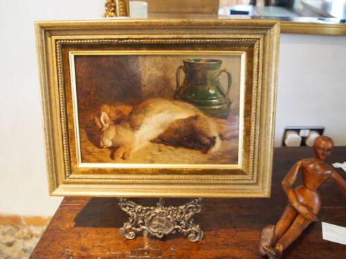 Oil Painting Still Life with Rabbit and Pot C1877 William Hughes 1842-1901