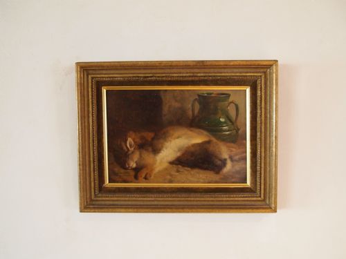 fig 2. Oil Painting Still life with rabbit and pot c1877 William Hughes 1842-1901