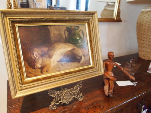 fig 3. Oil Painting Still life with rabbit and pot c1877 William Hughes 1842-1901