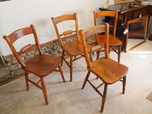 Chairs Set of Four Victorian Windsor Knife Back Kitchen Dining Chairs C1880
