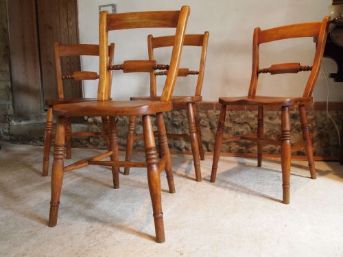 fig 4. Chairs set of four Victorian Windsor knife back kitchen dining chairs c1880