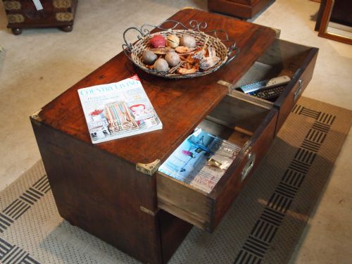 fig 1. Chest of drawers Victorian Mahogany Campaign Military chest coffee table c1840