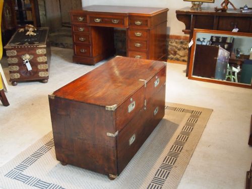 fig 2. Chest of drawers Victorian Mahogany Campaign Military chest coffee table c1840
