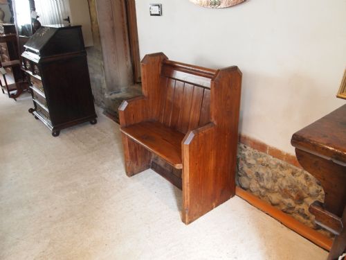 fig 1. Pew bench settle Victorian Pitch Pine pew fantastic rare size c1880