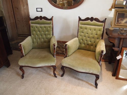 Chairs Fine Pair of Victorian Armchairs C1870