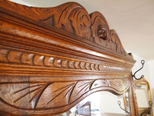 fig 1. Hall stand coat stand Victorian carved Oak c1880