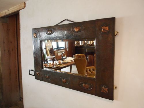 Mirror Arts and Crafts Copper Frame Poss Libertys Wonderful Size C1900