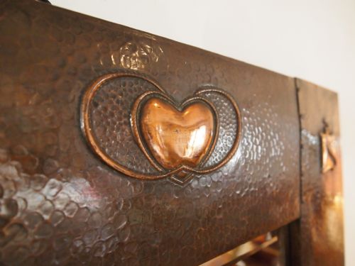 fig 1. Mirror Arts and Crafts copper frame poss Libertys wonderful size c1900