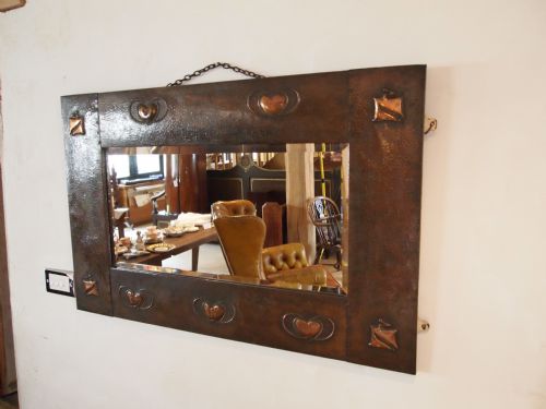 fig 2. Mirror Arts and Crafts copper frame poss Libertys wonderful size c1900