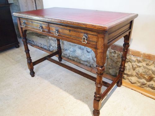 fig 1. Desk writing table Gillows Oak full provenance original bill and drawings c1880