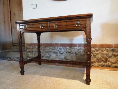fig 3. Desk writing table Gillows Oak full provenance original bill and drawings c1880
