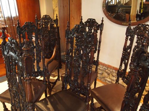 fig 1. Chairs set of eight fine quality Victorian carved Oak dining chairs c1890