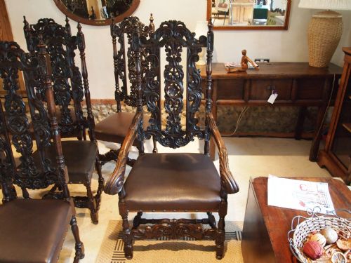 fig 3. Chairs set of eight fine quality Victorian carved Oak dining chairs c1890