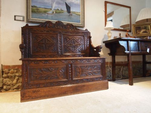 Settle Bench Victorian Carved Oak C1880