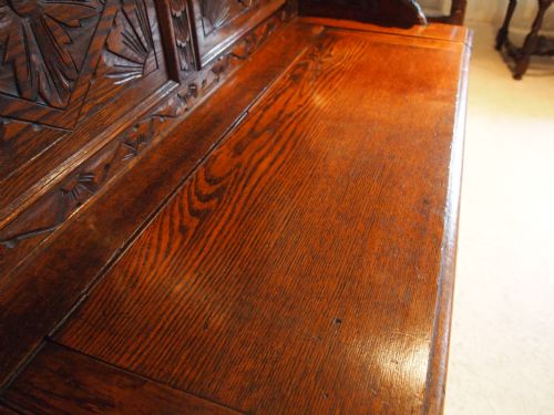 fig 1. Settle bench Victorian carved Oak c1880