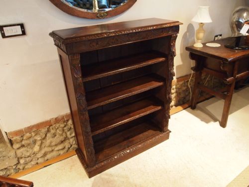 Bookcase Victorian Carved Oak C1890
