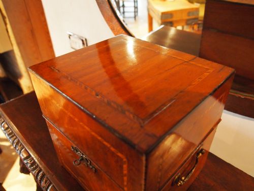 fig 1. Decanter box Tantalus George III Mahogany c1800