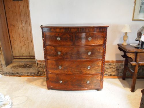 fig 1. Chest of drawers Bowfront Early Victorian figured Mahogany c1840