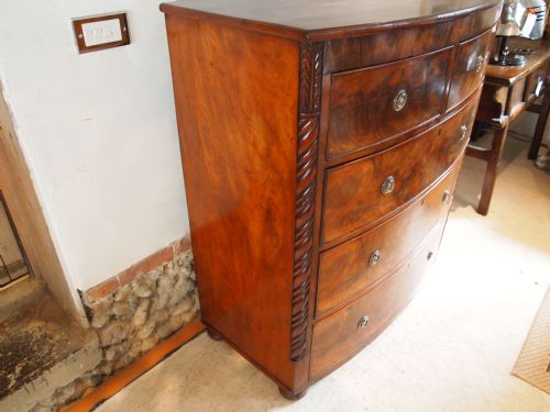 fig 2. Chest of drawers Bowfront Early Victorian figured Mahogany c1840