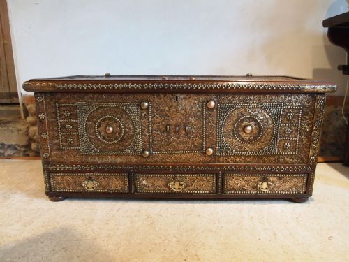 fig 2. Chest trunk blanket box mule chest Teak Zanzibar chest c1880 