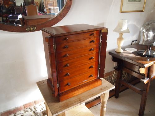 fig 2. Chest of drawers desktop Wellington collectors chest Victorian Walnut c1870