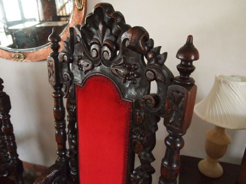 fig 3. Chairs set of eight Victorian Carved Oak dining chairs two carvers c1890
