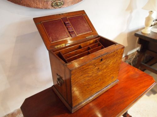 Box Chest Victorian Oak Correspondence Stationary Box C1880