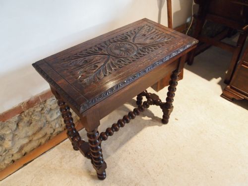 Table Victorian Carved Oak Card Table C1890