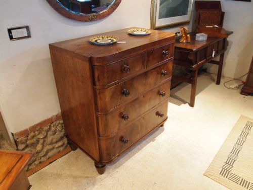 Chest of Drawers Early Victorian Bow Front Flame Mahogany C1840