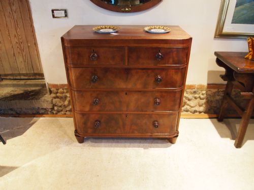 fig 1. Chest of drawers Early Victorian bow front flame Mahogany c1840