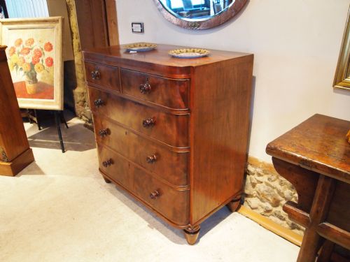 fig 2. Chest of drawers Early Victorian bow front flame Mahogany c1840
