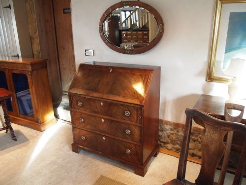 fig 1. Bureau George III flame Mahogany c1800 36 inches wide