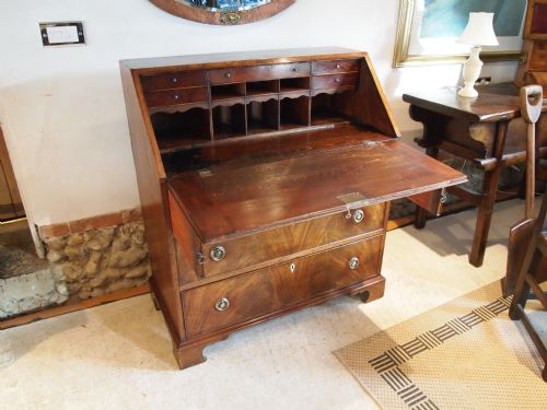 fig 3. Bureau George III flame Mahogany c1800 36 inches wide