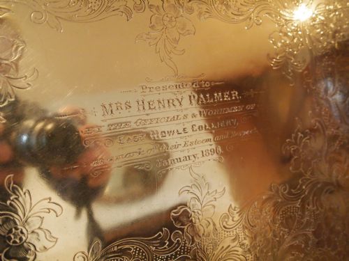 fig 1. Tray Victorian presented to Mrs Henry Palmer from East Howle Colliery 1896 SP