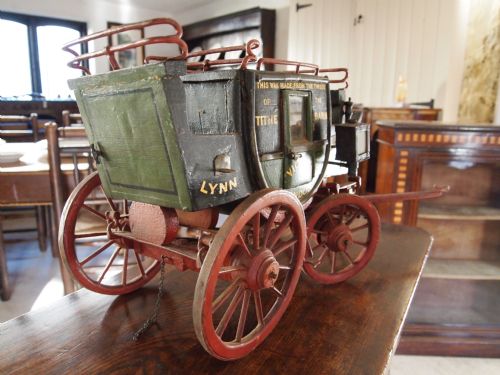 fig 1. Model scratch built folk art Victorian stagecoach c1900