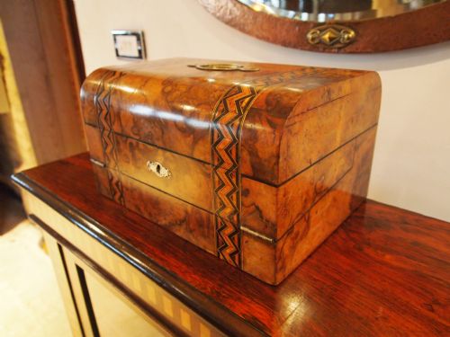 Box Writing Slope Victorian Figured Walnut, Coromandel and Inlaid C1870