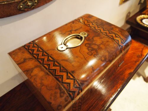 fig 1. Box Writing slope Victorian figured Walnut, Coromandel and inlaid c1870