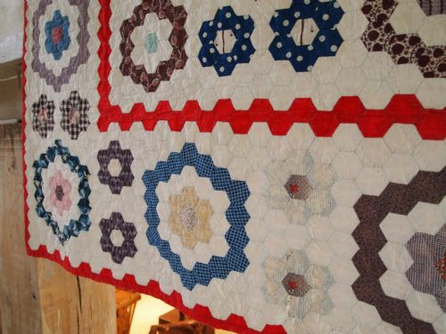 fig 1. Quilt original English Victorian Durham quilt large size c1870