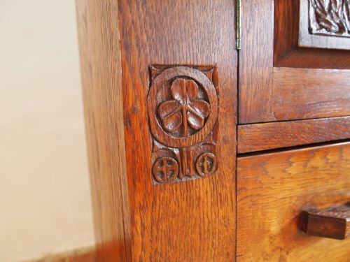 fig 2. Bookcase Victorian Arts and Crafts carved Oak c1890