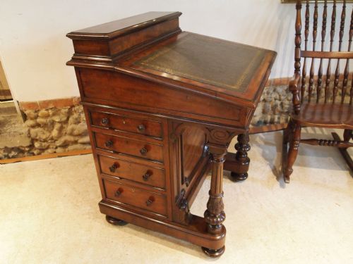 Desk Davenport Victorian Plum Pudding Mahogany Hobbs and Co C1855