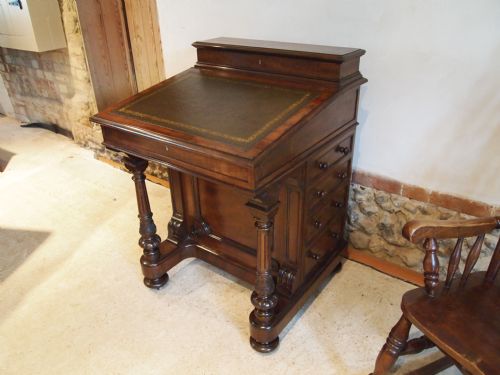 fig 3. Desk Davenport Victorian plum pudding Mahogany Hobbs and Co c1855