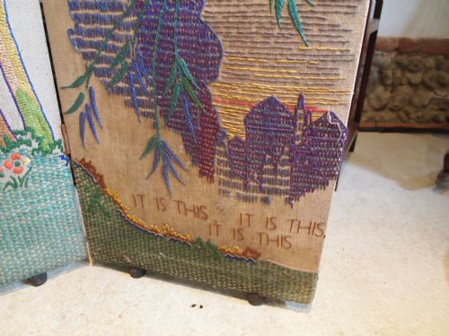 fig 1. Screen stand Arts and crafts Art nouveau embroidery c1900