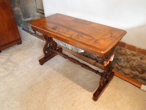 Table Victorian Figured Walnut Marquetry Inlaid Low Table C1870