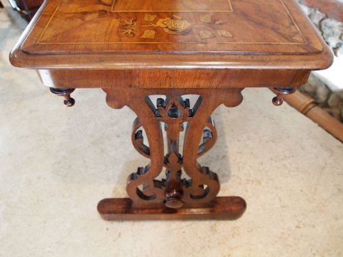 fig 1. Table Victorian Figured Walnut Marquetry inlaid low table c1870