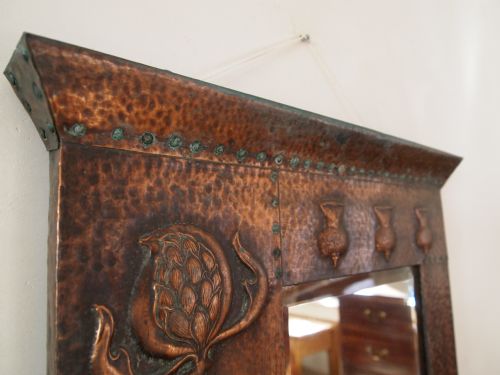 fig 1. Mirror Arts and Crafts copper 'East West Hames Best' Possibly Libertys c1900